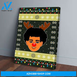 Black Boy Christmas Ugly Vertical Matte Canvas Wall Art