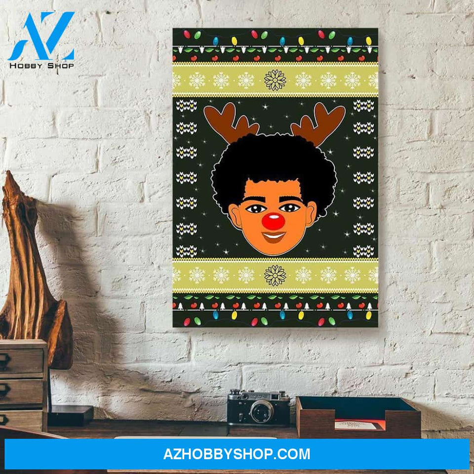 Black Boy Christmas Ugly Vertical Matte Canvas Wall Art