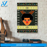 Black Boy Christmas Ugly Vertical Matte Canvas Wall Art