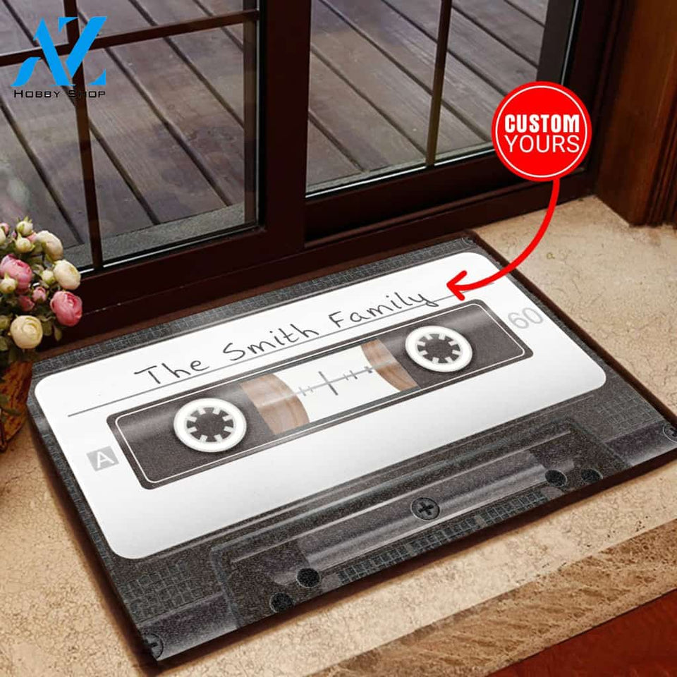 Black Cassette Personalized All Over Printing Doormat | Welcome Mat | House Warming Gift