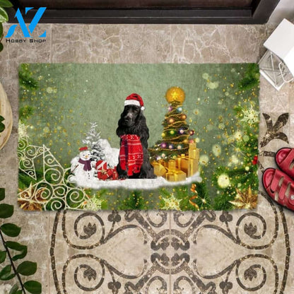Black Cocker Spaniel Merry Christmas Doormat