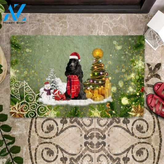 Black Cocker Spaniel Merry Christmas Doormat