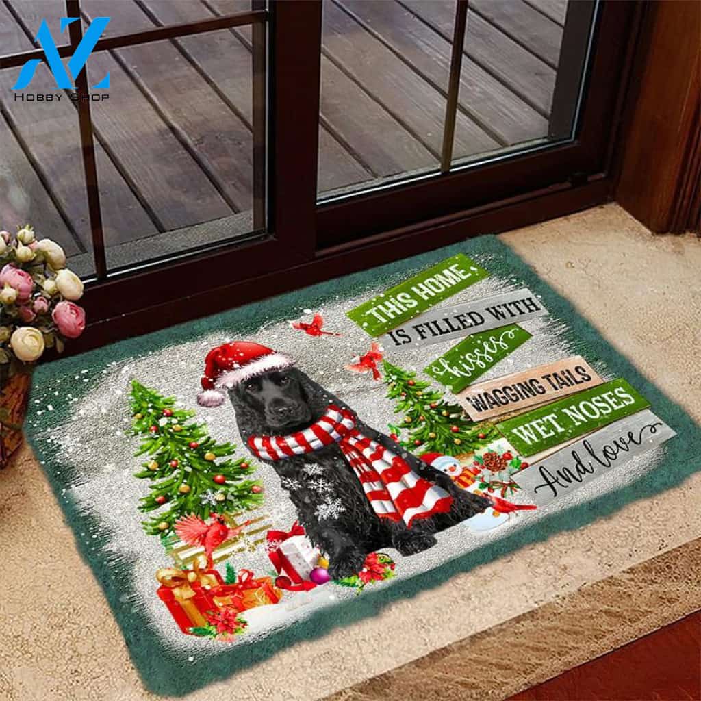 Black Cocker Spaniel This Home Is Filled With Kisses Christmas Dog Doormat