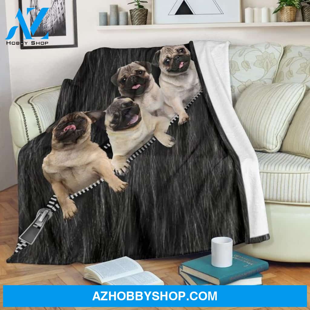 Black Cute Pug Blanket Gifts For Dog Lovers, Gift For Family Friends Birthday Gift Home Decor Bedding Couch Sofa Soft