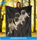 Black Cute Pug Blanket Gifts For Dog Lovers, Gift For Family Friends Birthday Gift Home Decor Bedding Couch Sofa Soft