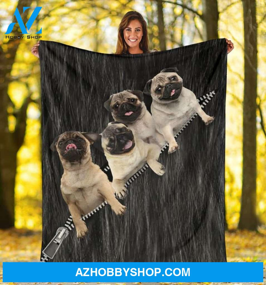 Black Cute Pug Blanket Gifts For Dog Lovers, Gift For Family Friends Birthday Gift Home Decor Bedding Couch Sofa Soft