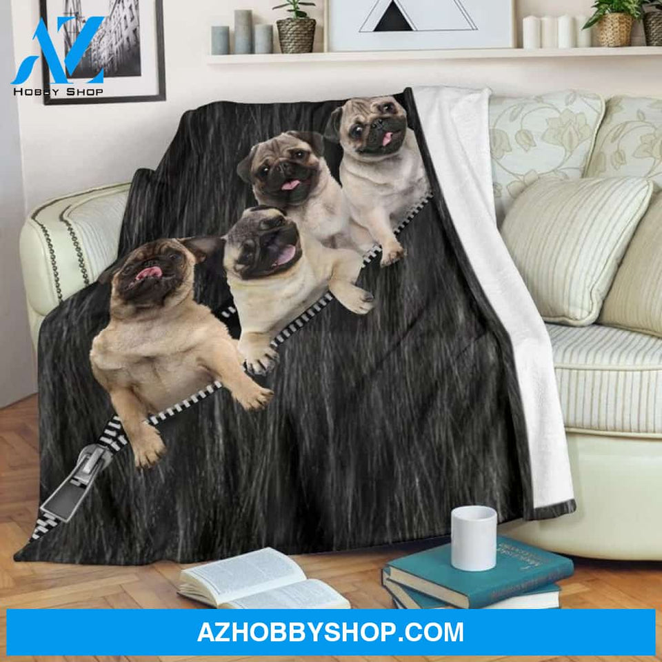 Black Cute Pug Blanket Gifts For Dog Lovers, Gift For Family Friends Birthday Gift Home Decor Bedding Couch Sofa Soft