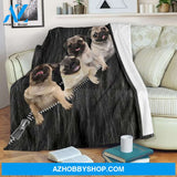 Black Cute Pug Blanket Gifts For Dog Lovers, Gift For Family Friends Birthday Gift Home Decor Bedding Couch Sofa Soft