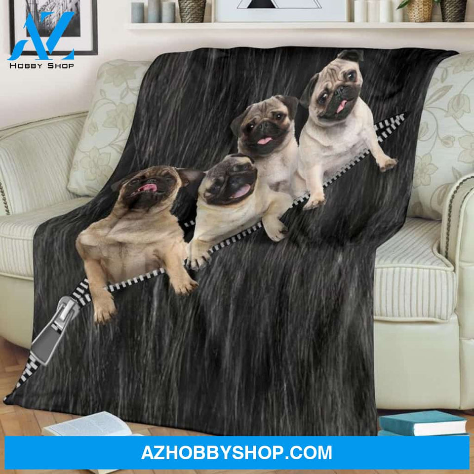 Black Cute Pug Blanket Gifts For Dog Lovers, Gift For Family Friends Birthday Gift Home Decor Bedding Couch Sofa Soft