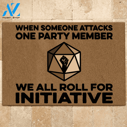 Black, DnD Doormat We All Roll For Initiative Black Lives Matter | Welcome Mat | House Warming Gift