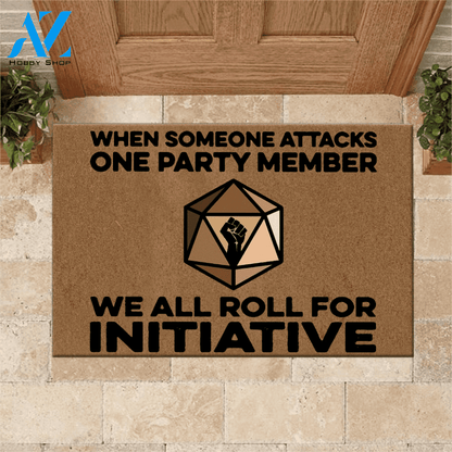 Black, DnD Doormat We All Roll For Initiative Black Lives Matter | Welcome Mat | House Warming Gift