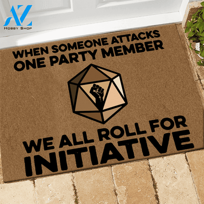 Black, DnD Doormat We All Roll For Initiative Black Lives Matter | Welcome Mat | House Warming Gift