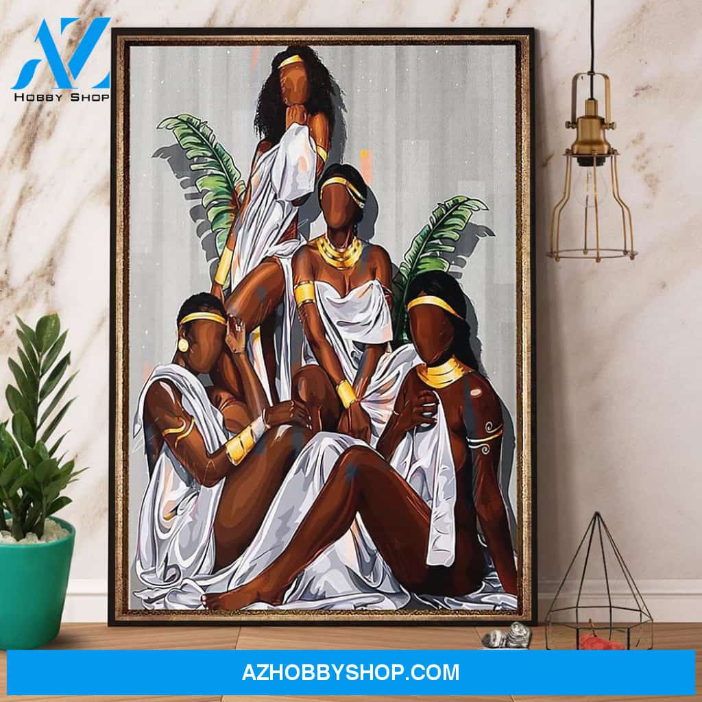 Black Family Black Woman Portrait Canvas And Poster, Wall Decor Visual Art
