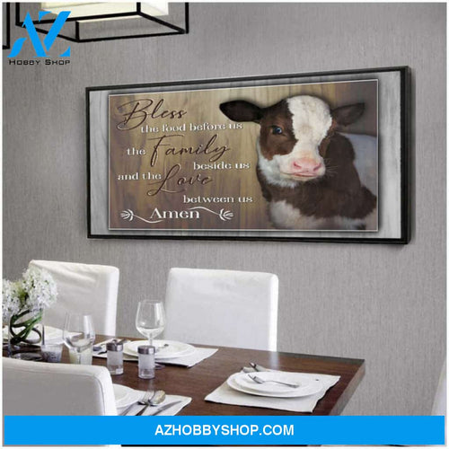 Ohcanvas Black Framed Canvas Bless The Love Between Us Cows Farmhouse Canvas Wall Art Decor