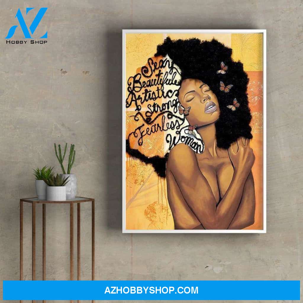 Black Girl Afro Woman Black Woman Beautiful Artistic Strong Fearless Woman Home Decor Poster Canvas