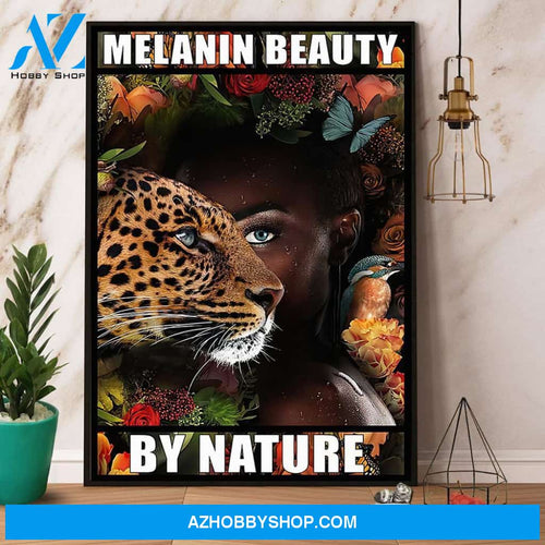 Black Girl And Leopard Melanin Beauty By Nature Canvas And Poster, Wall Decor Visual Art