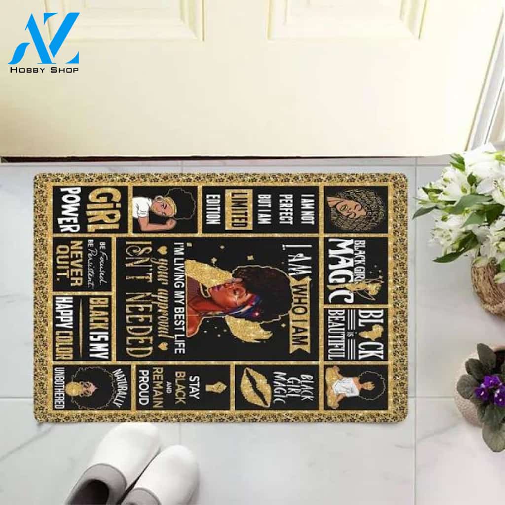 Black Girl Door Mat, New Home Gift, Housewarming Gift, Indoor/Outdoor Mat, Super Absorbent, Non Slip