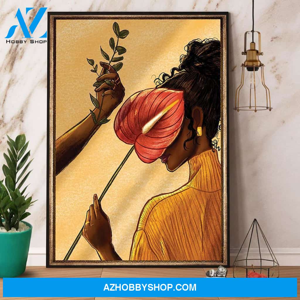 Black Girl Natural Hair Canvas And Poster, Wall Decor Visual Art