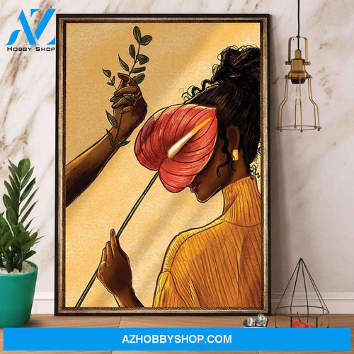 Black Girl Natural Hair Canvas And Poster, Wall Decor Visual Art