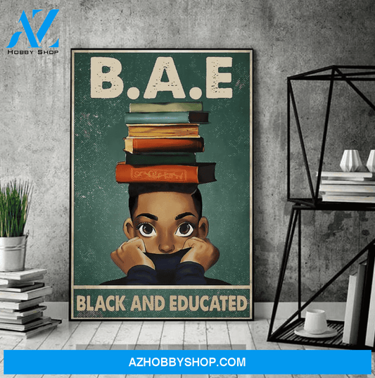 Black Girl Reading Books Poster Black Girl B.A.E Poster African American Girl Black and Educated Art Vintage Black Pride Wall Art