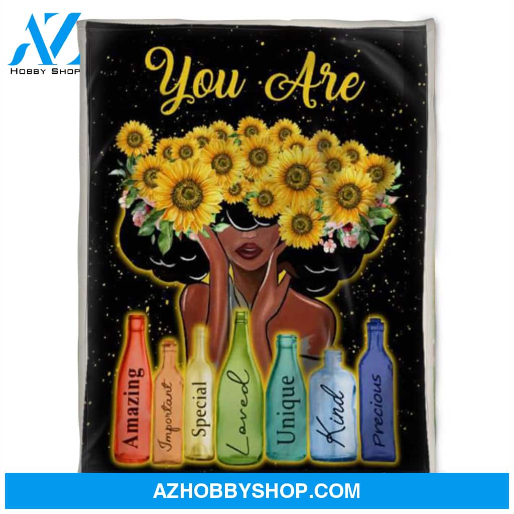 BLACK GIRL WISHING BOTTLE Blanket Gift For Girl, Gift For Her Friend Family Home Decor Bedding Couch Sofa Soft and Comfy Cozy