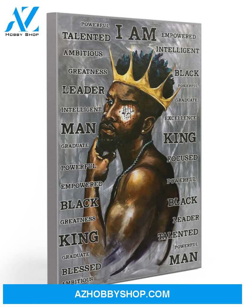 Black King I Am Powerful Gallery Wrapped Canvas Prints – African Canvas Print Wall Art