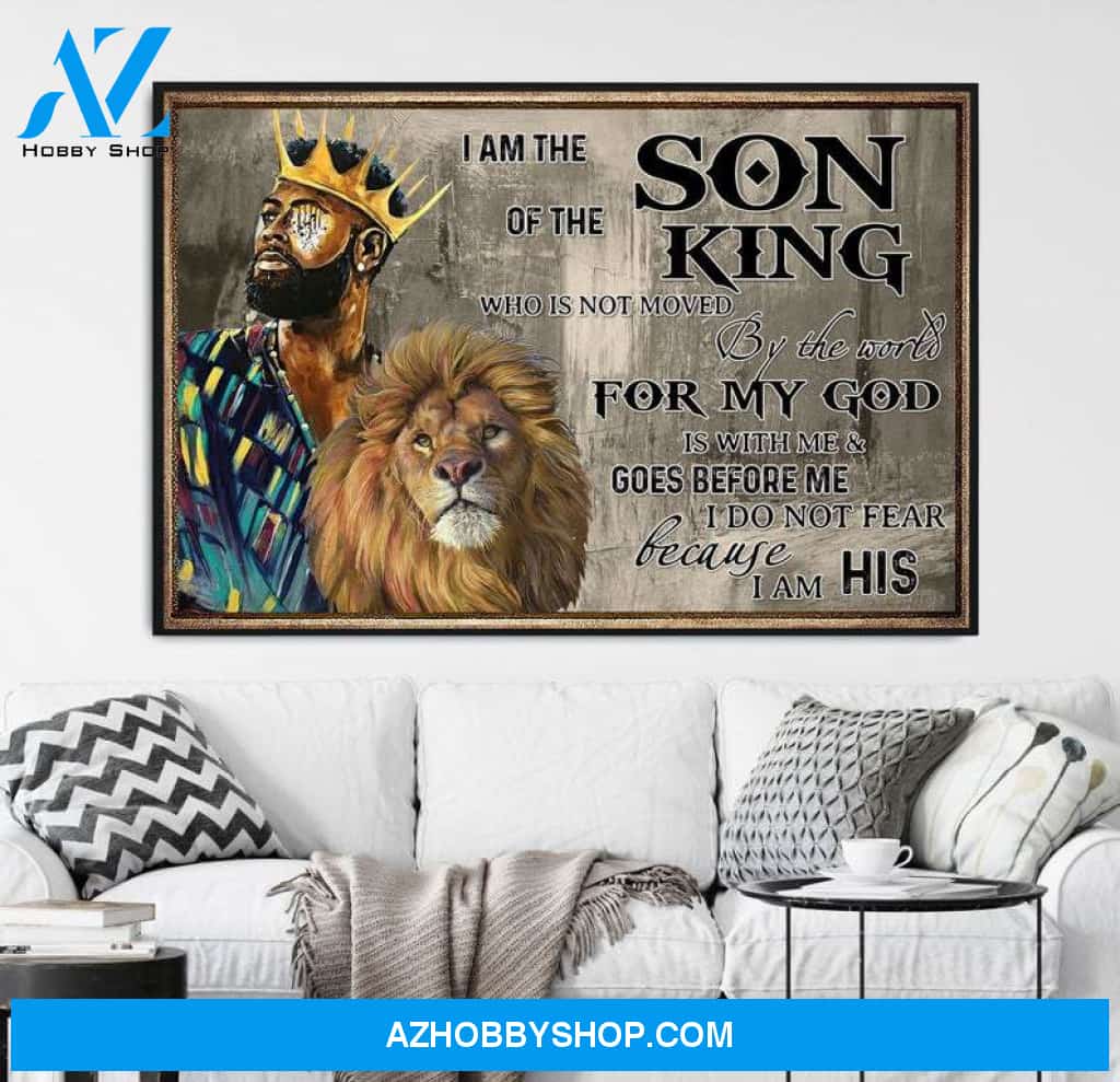 Black King I Am The Son Of The King Canvas Wall Art, Gift Father's Day