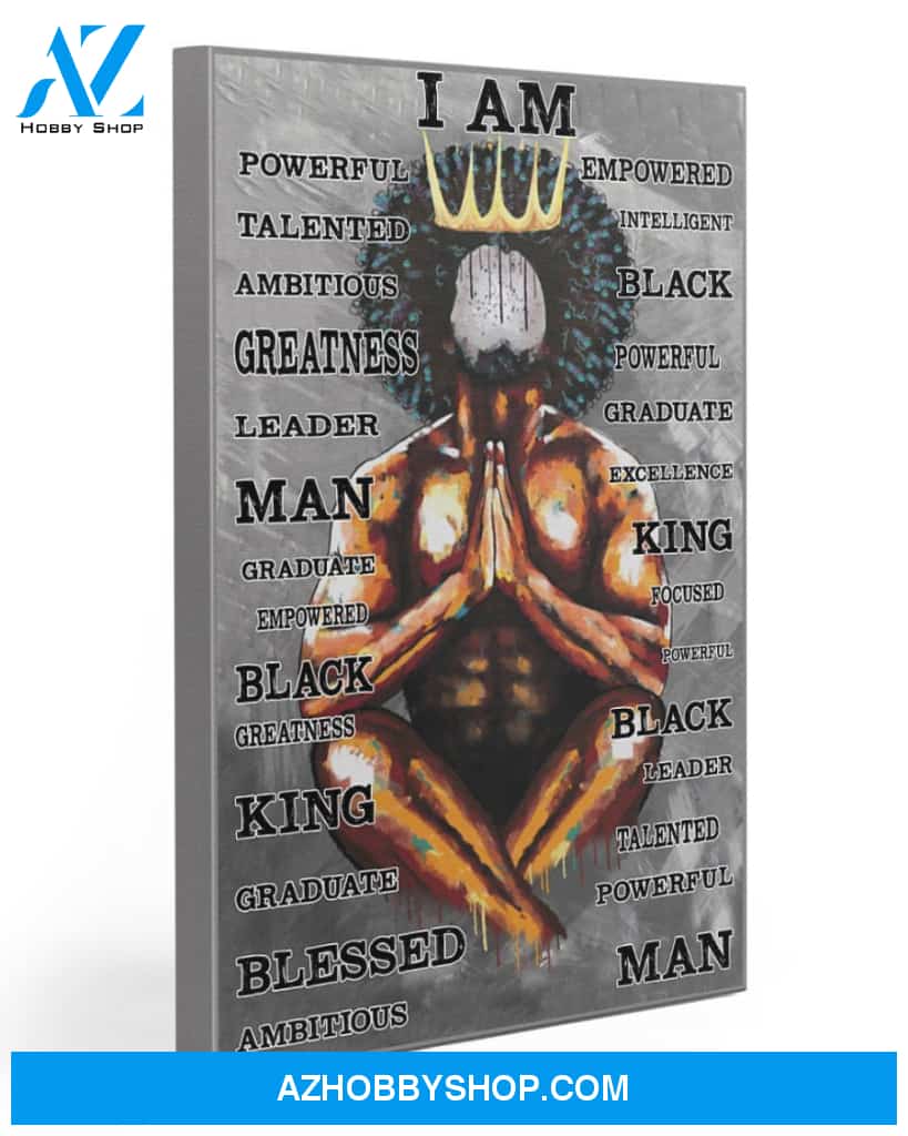 Black King Praying Gallery Wrapped Canvas Prints – African Canvas Print Wall Art