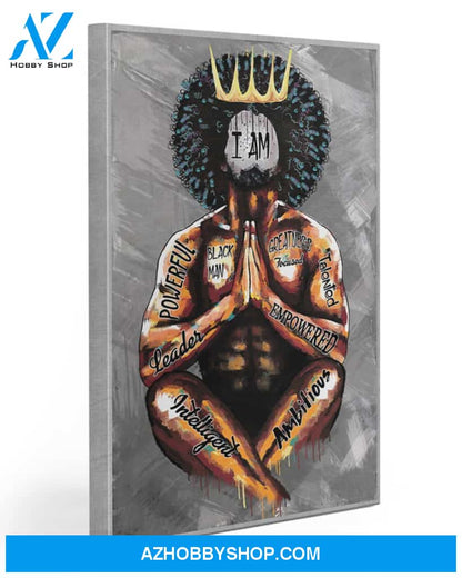 Black King Praying I Am Gallery Wrapped Canvas Prints – African Canvas Print Wall Art