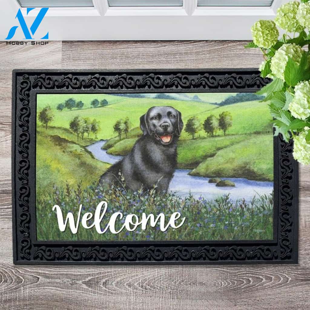 Black Lab in Meadow Doormat - 18" x 30"