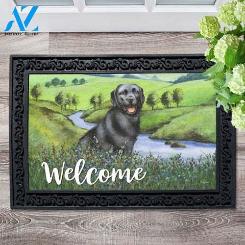 Black Lab in Meadow Doormat - 18" x 30"