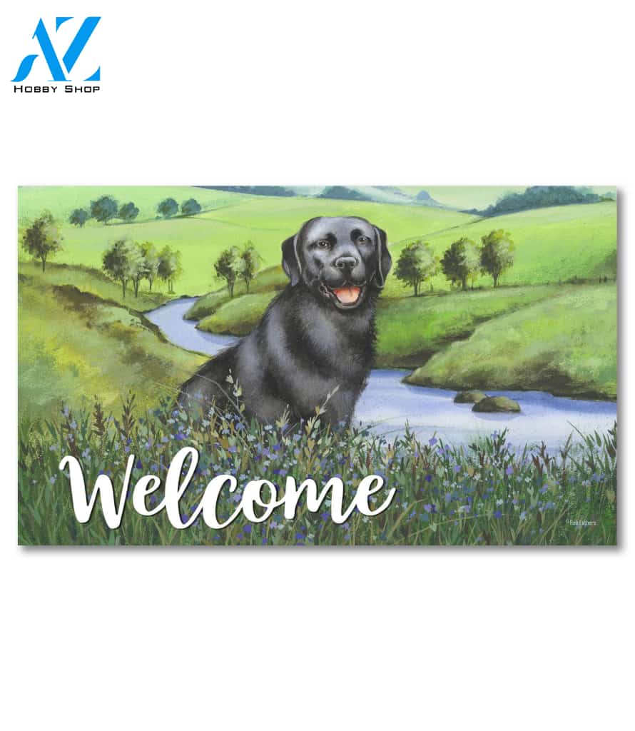 Black Lab in Meadow Doormat - 18" x 30"