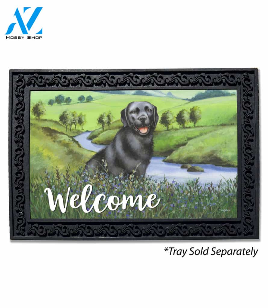 Black Lab in Meadow Doormat - 18" x 30"