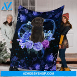 Black Labrador Premium Blanket Flower Fleece Blanket