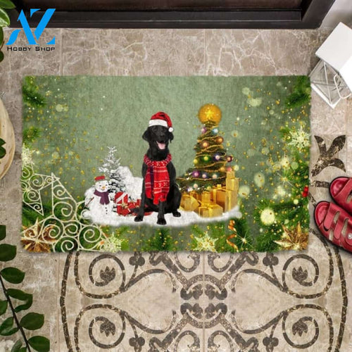 Black Labrador Retriever Merry Christmas Doormat