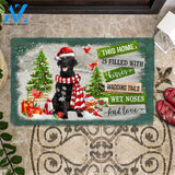 Black Labrador Retriever This Home Is Filled With Kisses Christmas Dog Doormat