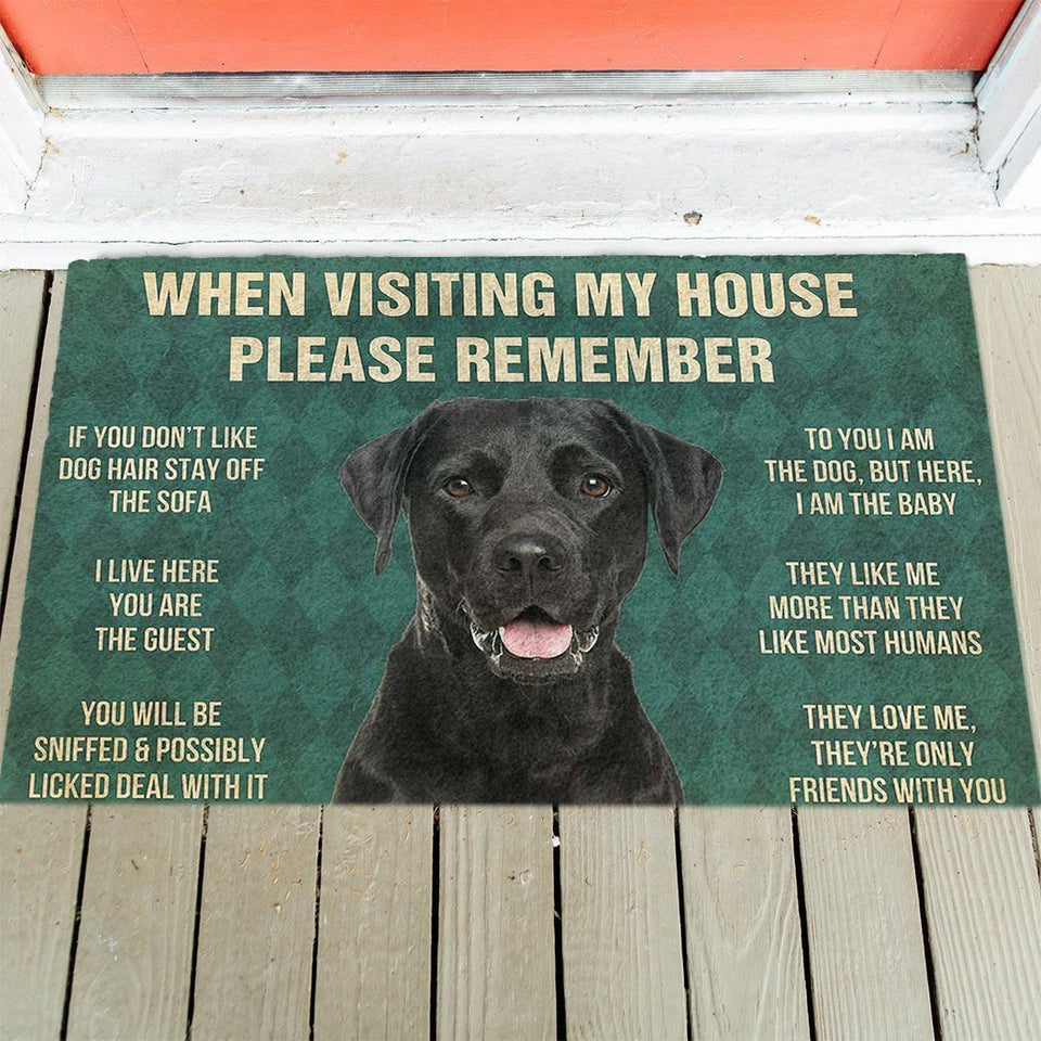 Black Labrador Retrievers House Rules Doormat's Rules Doormat