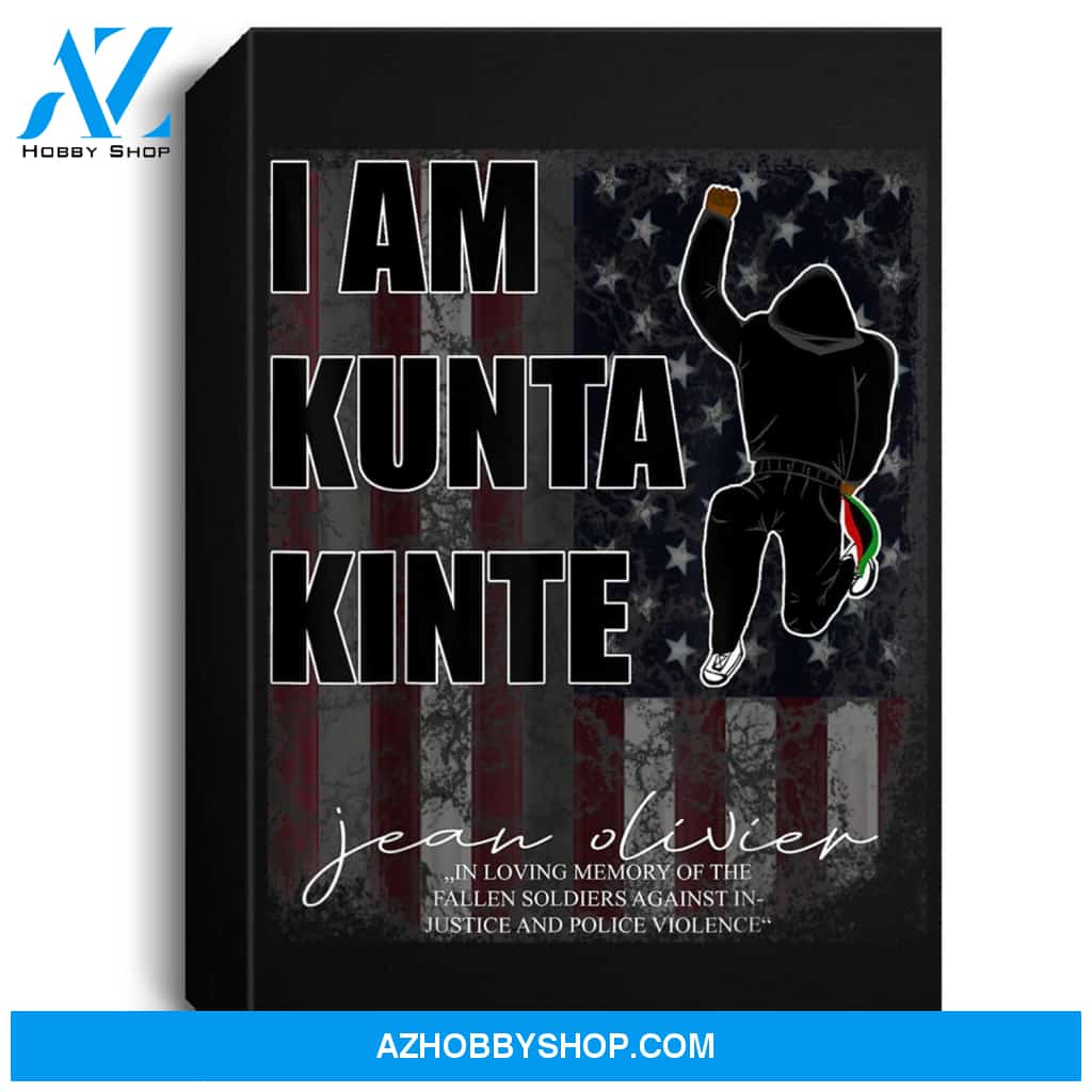 Black Lives Matter - Distressed American Flag - Kunta Kinte Portrait Canvas