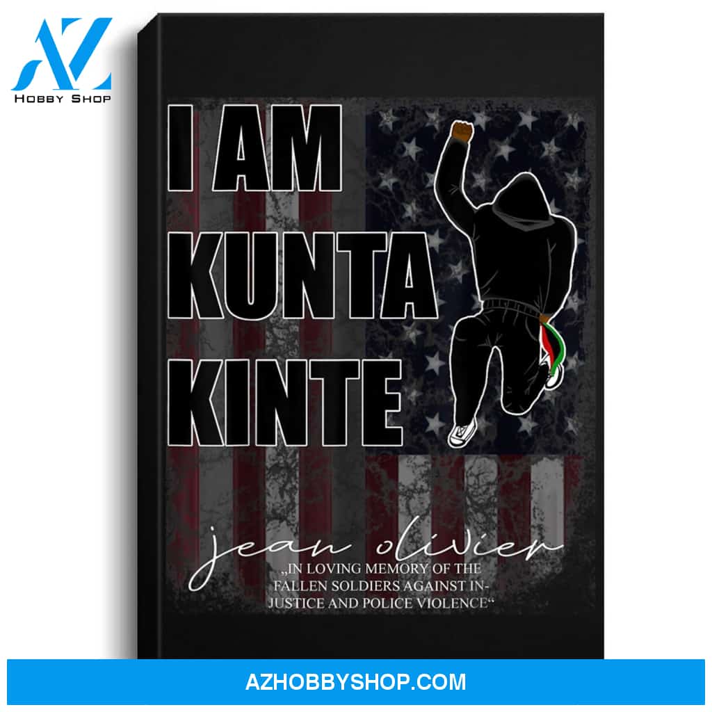Black Lives Matter - Distressed American Flag - Kunta Kinte Portrait Canvas