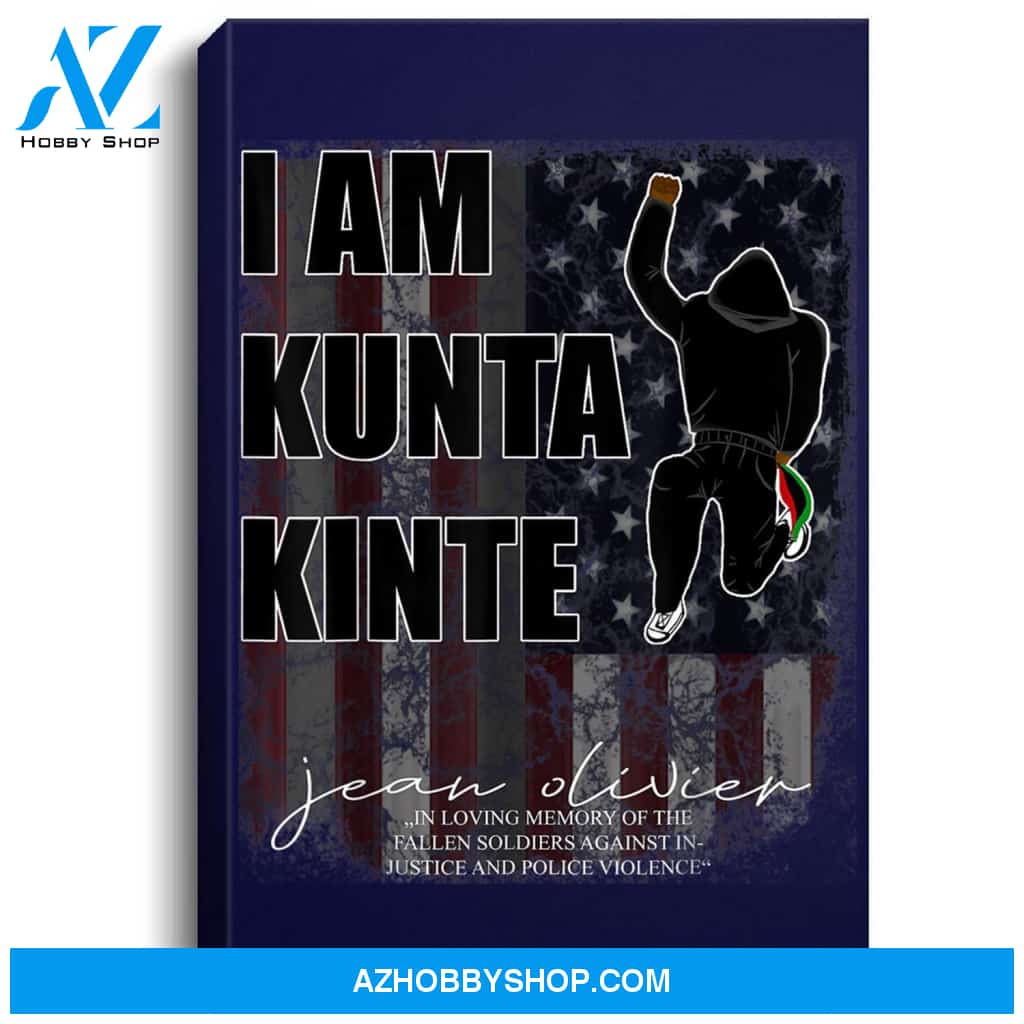Black Lives Matter - Distressed American Flag - Kunta Kinte Portrait Canvas