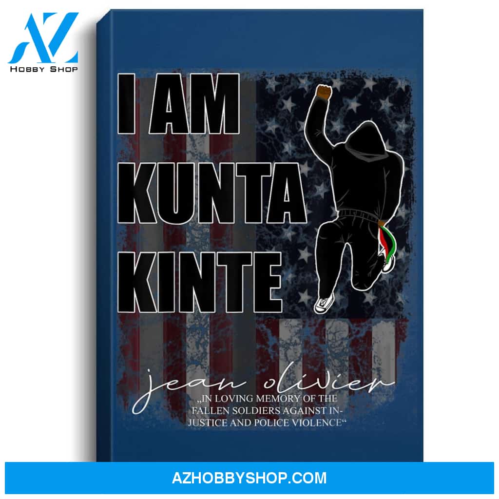 Black Lives Matter - Distressed American Flag - Kunta Kinte Portrait Canvas