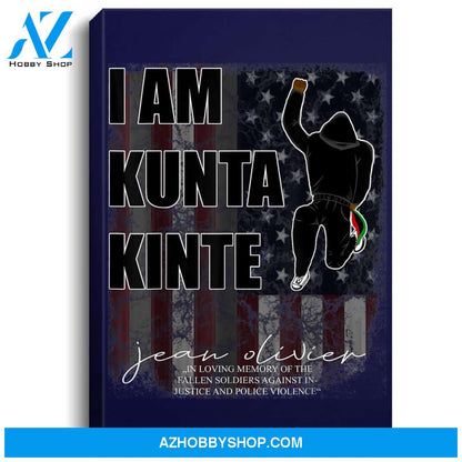 Black Lives Matter - Distressed American Flag - Kunta Kinte Portrait Canvas