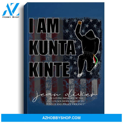 Black Lives Matter - Distressed American Flag - Kunta Kinte Portrait Canvas