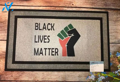 Black Lives Matter door mat. Indoor / Covered Entry Use mat. BLM, Housewarming gift, Home Decor, Peace, BLM fist.