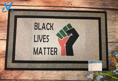 Black Lives Matter door mat. Indoor / Covered Entry Use mat. BLM, Housewarming gift, Home Decor, Peace, BLM fist.