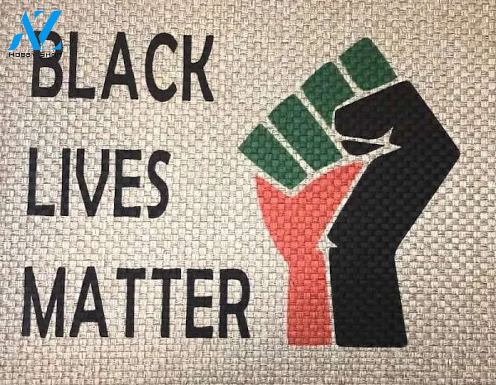Black Lives Matter door mat. Indoor / Covered Entry Use mat. BLM, Housewarming gift, Home Decor, Peace, BLM fist.