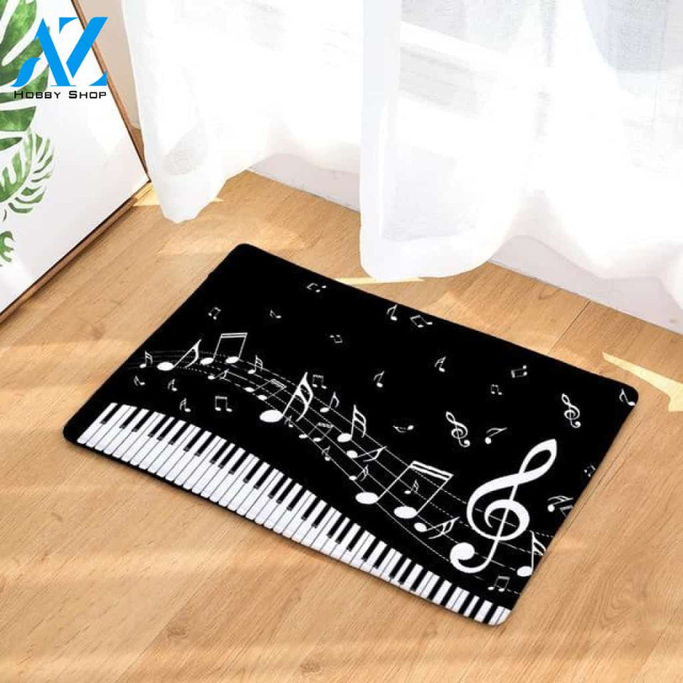 Black Music Notes Doormat Indoor and Outdoor Doormat Warm House Gift Welcome Mat Birthday Gift for Music Lovers Piano Lover