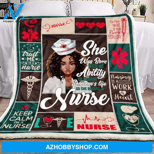 Black Nurse Fleece Blanket Gift for Wife