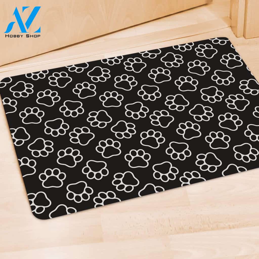 Black Paw Door Mat