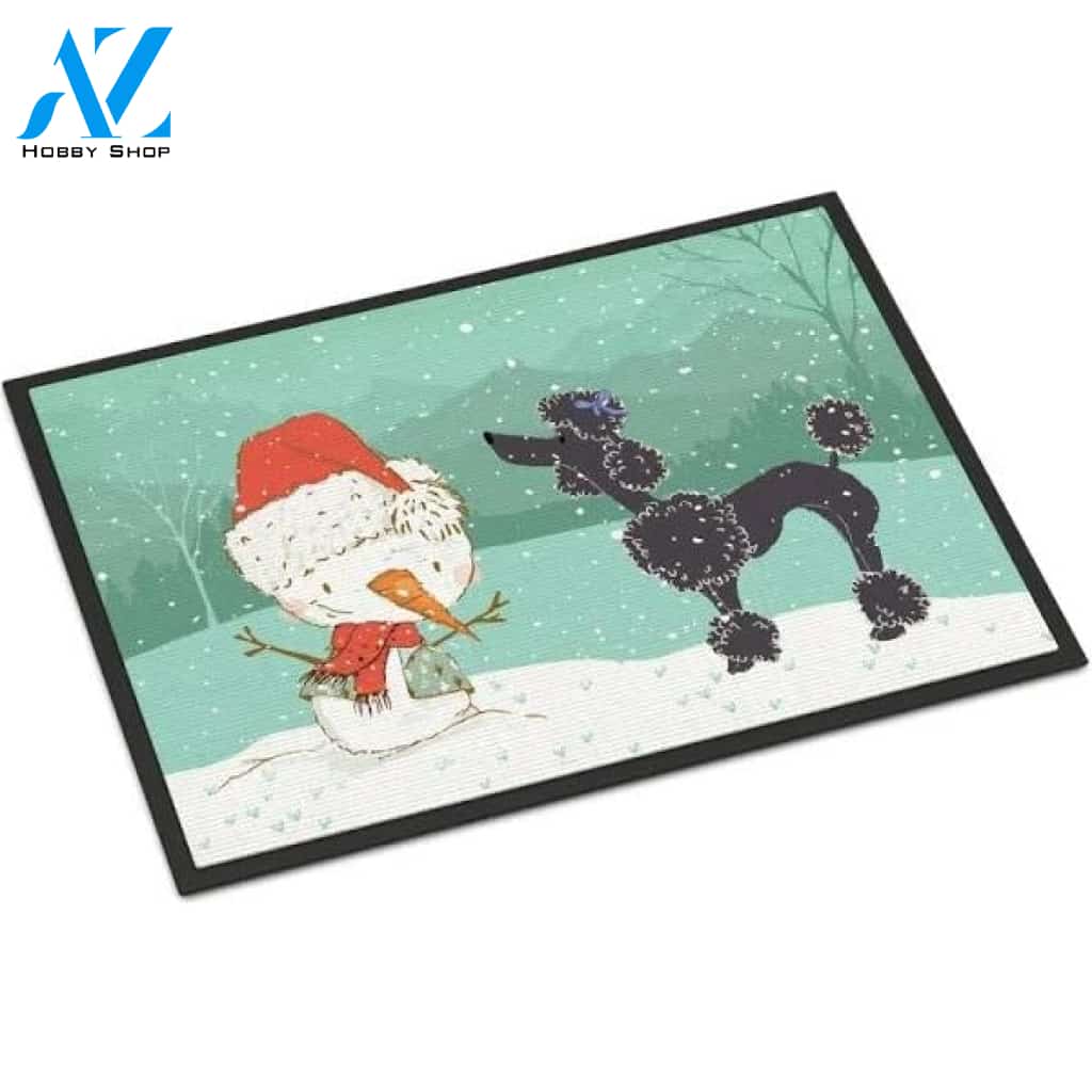 Black Poodle Dog Snowman Doormat Welcome Mat Housewarming Gift Home Decor Funny Doormat Gift Idea For Friend Happy Winter Gift Ideas